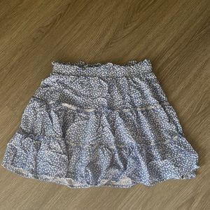 blue floral skirt